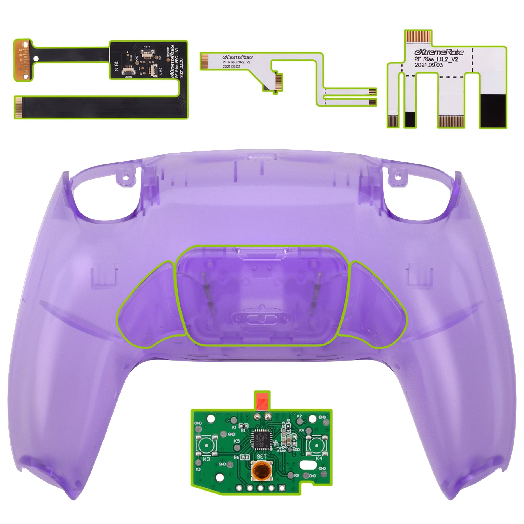 eXtremeRate Back Paddles Remappable Rise Remap Kit, Upgrade Board Back Shell Back Buttons for ps5 Controller BDM-010 & BDM-020