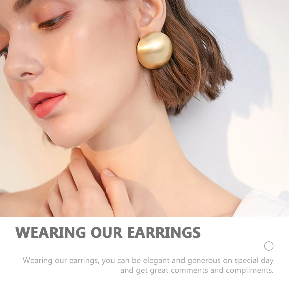 

Exaggerated Round Spherical Earrings for Women Bold Fashion Vintage Dome Studs Golden Color Trendy Accessories