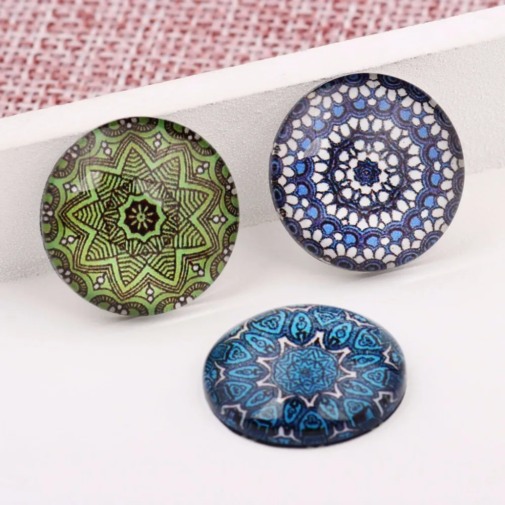 Onwear Handmade Round Dome Mixed Beautiful Pattern Glass Cabochon 10mm 12mm 14mm 16mm 18mm 20mm 25mm for Earring Bracelets