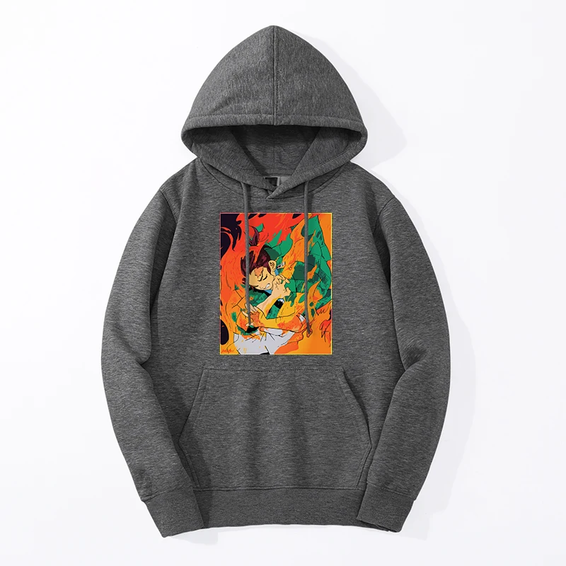 Demon Slayer 2024 Autumn Men's Hip Hop Printing Sweatshirts Hoodie Kimetsu no Yaiba Tanjirou Nezuko Pullovers Fitness Hoodie