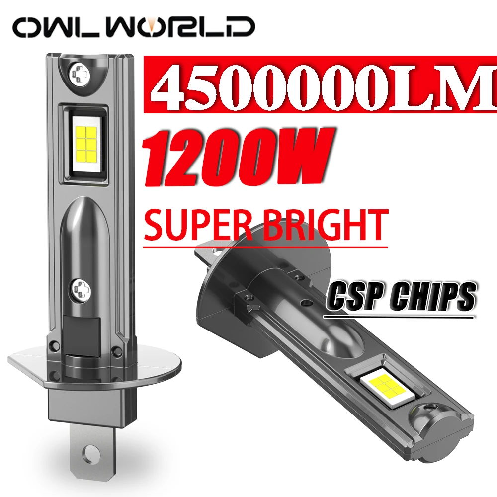H1 LED Car Light  Ampoule Led H1 Diode  Headlamp Lamp 4500000LM 1200W High Power Auto Lights CANBUS Error Free Fanless 6000K 12V