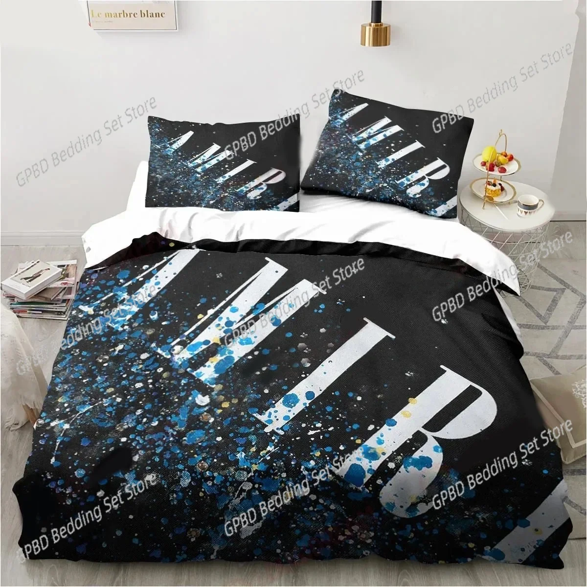 Logo Amiris Graffiti Pattern Bedding Set Duvet Cover Bed Set Quilt Cover Pillowcase Comforter king Queen Size Boys Adult Bedding