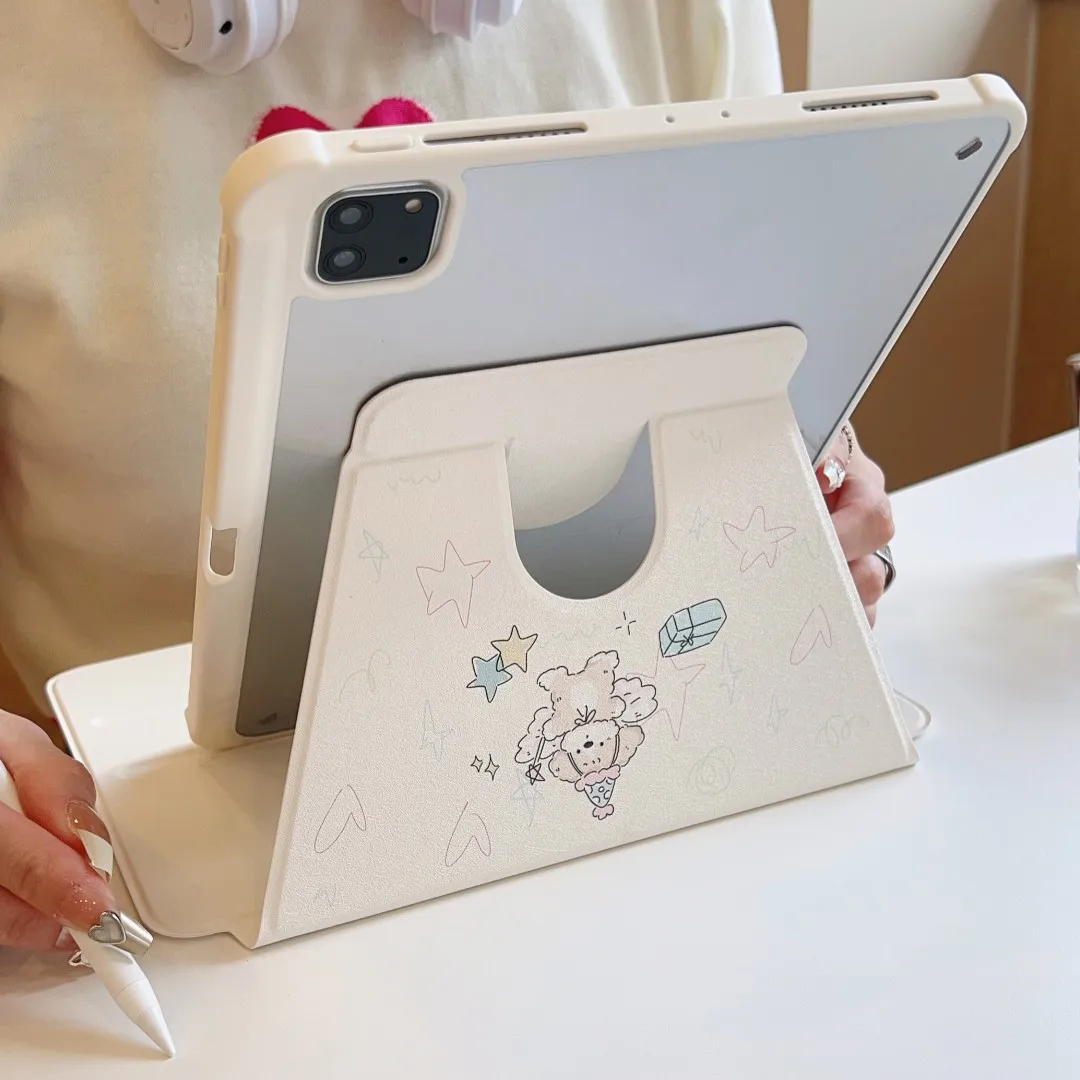 Case For ipad Air5 4 10.9 Pro 11 10.5 9.7 2022 Mini 6 Korean Cute Puppy Smart Cover With Pencil Holder iPad9 10.2 8th Generation