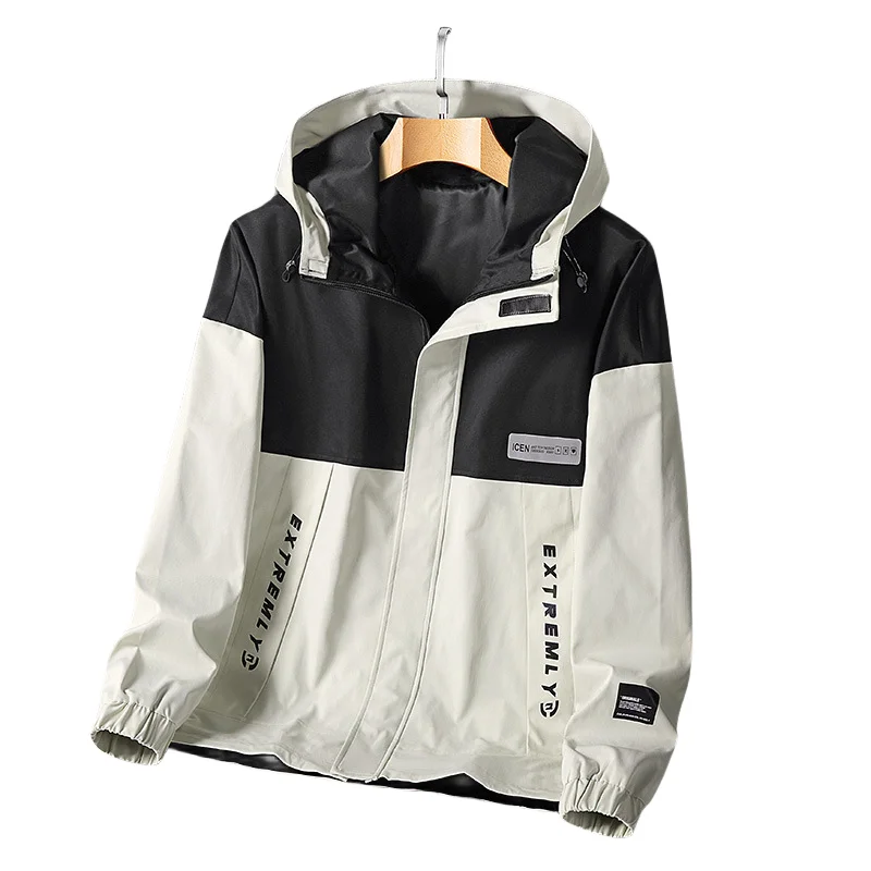 [Large size]Autumn And Winter Brown Side Slit Pocket Hooded Youth Zip Looser Casual Jacket