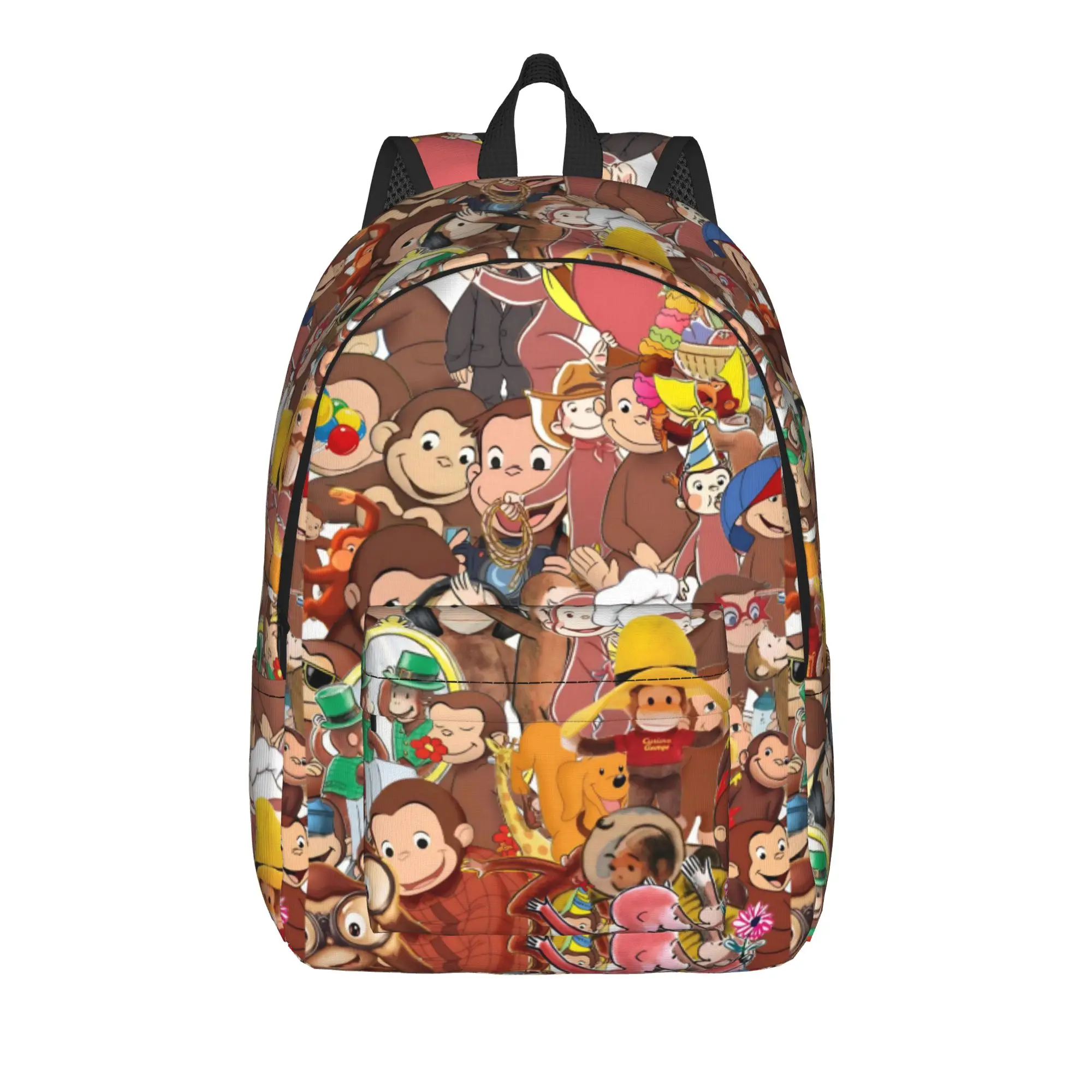 Adorable Curious George Character Backpack  Girl Polyester Trekking Backpacks Big Streetwear High School Bags Rucksack