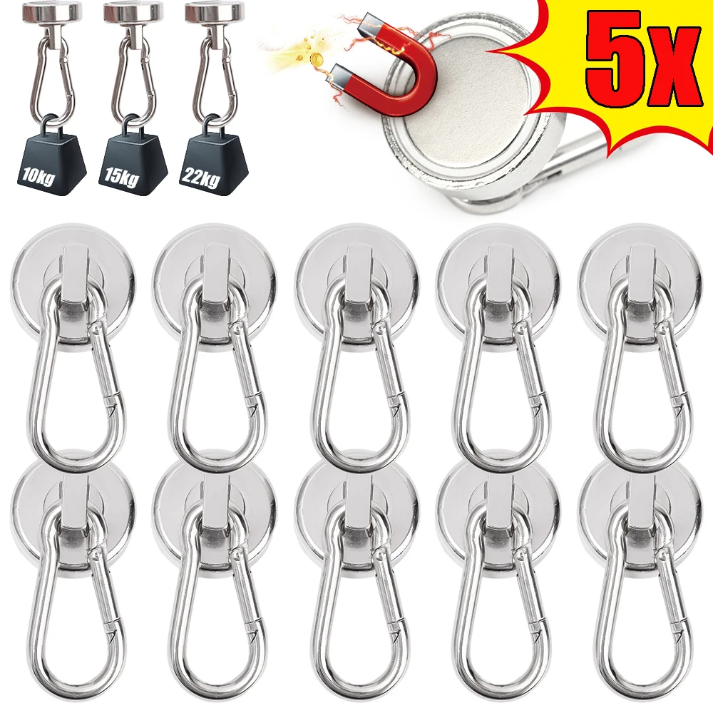 

1/5PCS Strong Magnetic Hooks Multi-Purpose Storage Hook Kitchen Key Storage Hooks Bathroom Organization Fishing Magnet Searchers