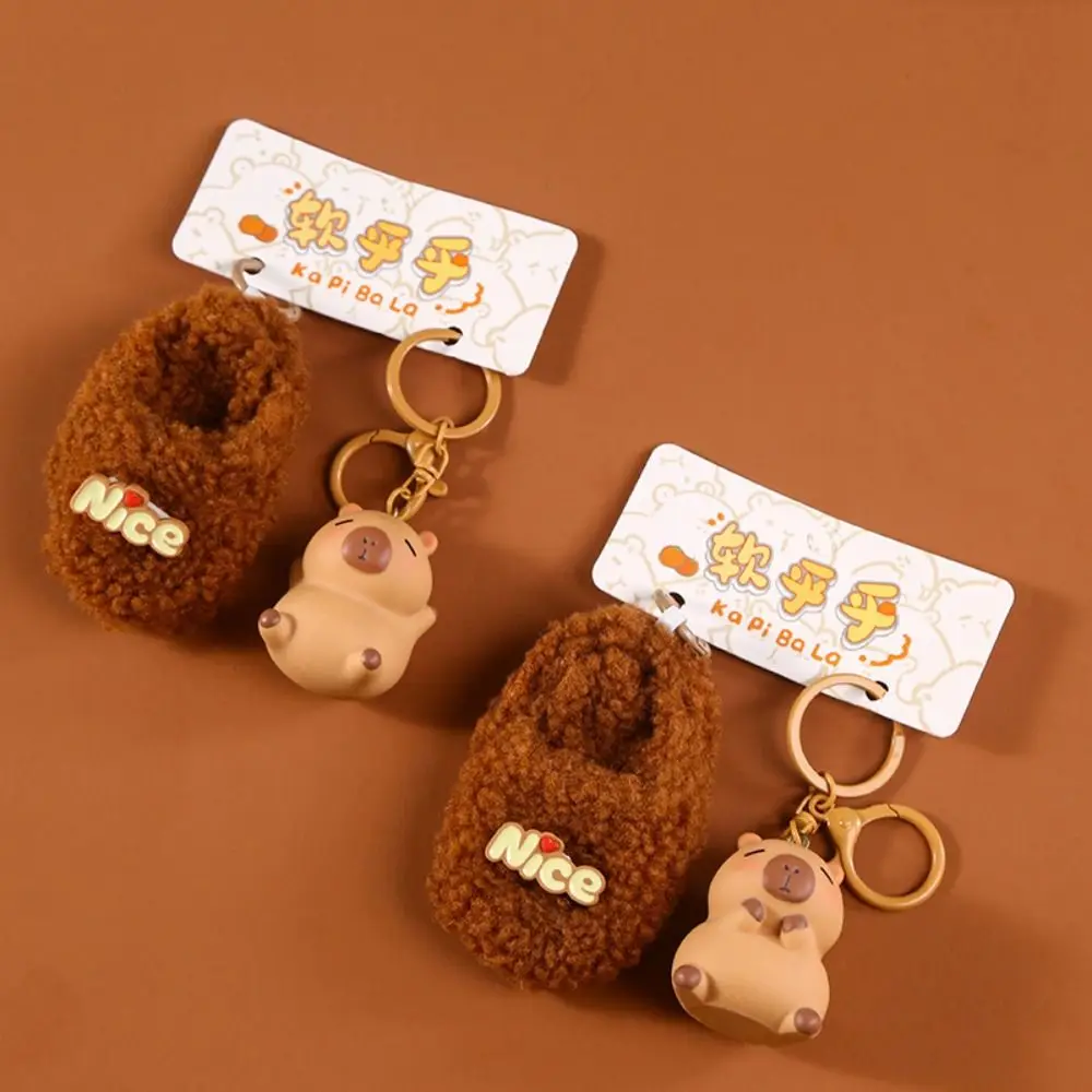 Creative Cute Animals Capybara Keychain Cartoon Plush Doll Plush Couple Keychains Sweet Bag Decoration Hanging Decoration