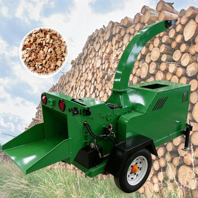 Forestry Diesel Wood Chipper Shredder Wood Crusher Large Logs Branch Chipper Waste Timber Crushing Project Heavy Duty Mobile