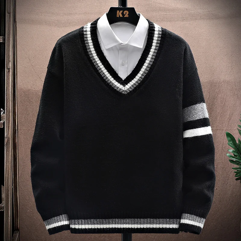 

Men's V - Neck Knit Vest | Layered Shirt Combo | Multi - Color | Preppy Casual Fashion | Suits Daily Campus & Leisure Wear