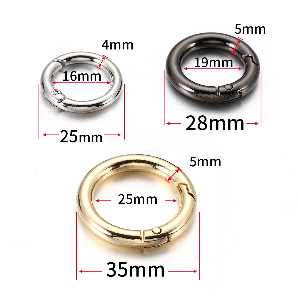 10pcs 5pcs Spring Clasp Keychain Rings KC Gold Color Openable Round Carabiner Hook Buckle Bag Chain for DIY Key Jewelry Making