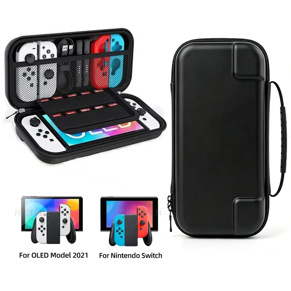 EVA Carrying Bag Case for Nintendo Switch 1/OLED Console Portable Storage Box with 10 Games Cartridges Hard Shell Accessories
