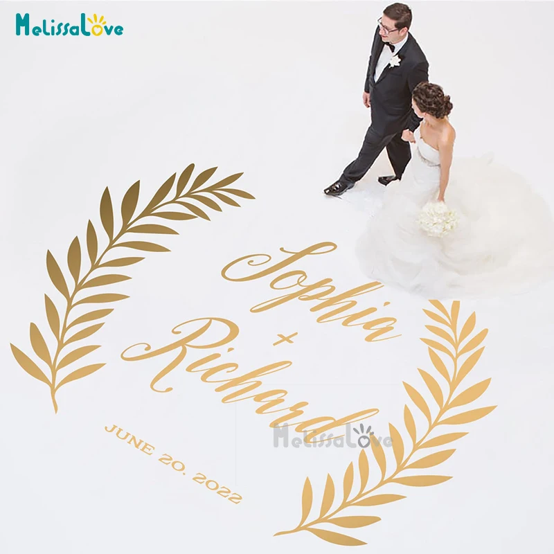 

Custom Name & Date DIY Dance Floor Decal Monogram Removable Vinyl Wedding Party Decoration Sticker Wallpaper Waterproof BD992