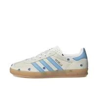 Adidas Originals Gazelle Indoor Men's Women's Skateboarding Shoes, Anti Slip, Wear Resistant, Comfortable Sneakers, White/Blue