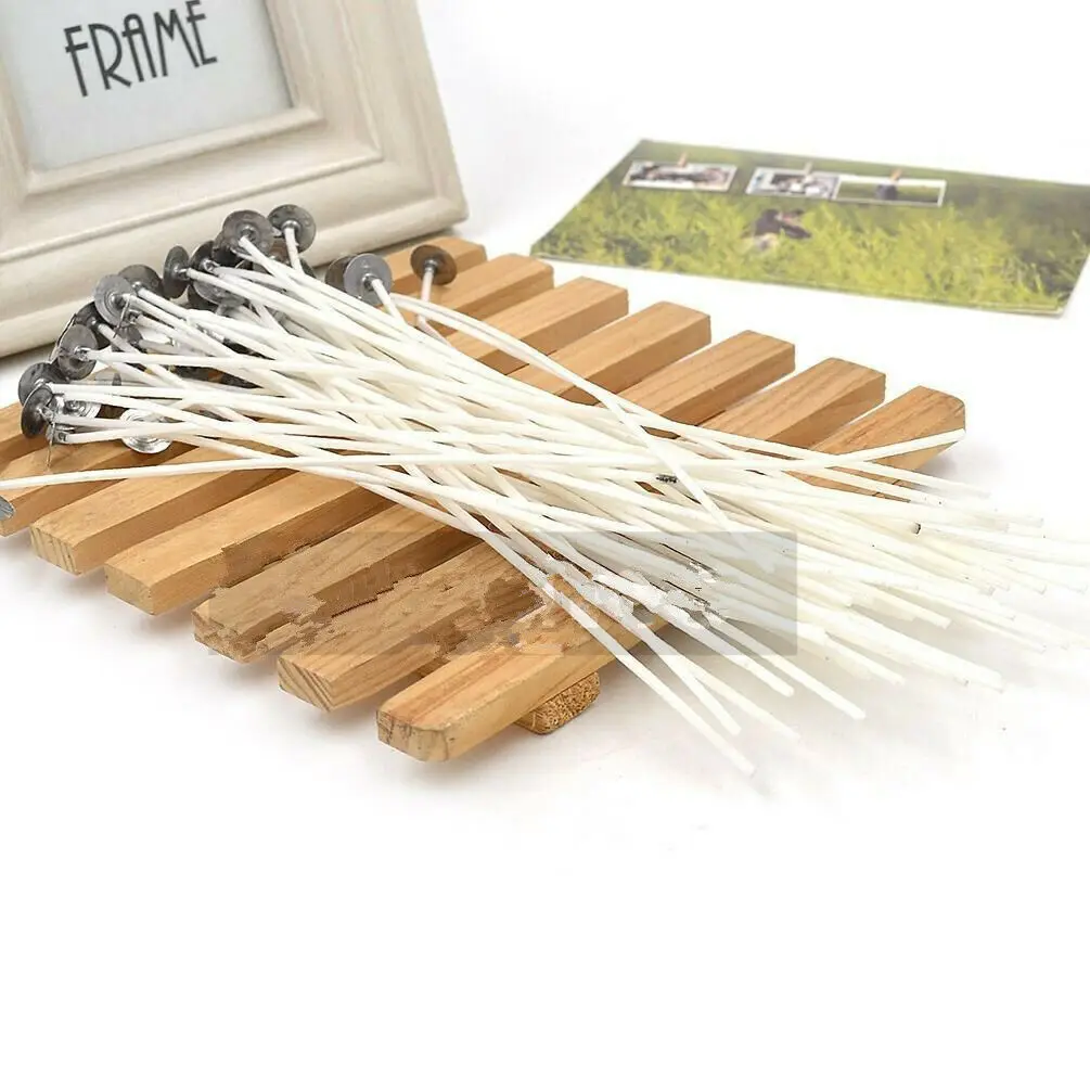 

20 штук материалов для изготовления свечей, предварительно пропитанные воском фитили с самоклеящимися основаниями, незаменимые для аварийного освещения, экологичные и энергосберегающие, 8 дюймов