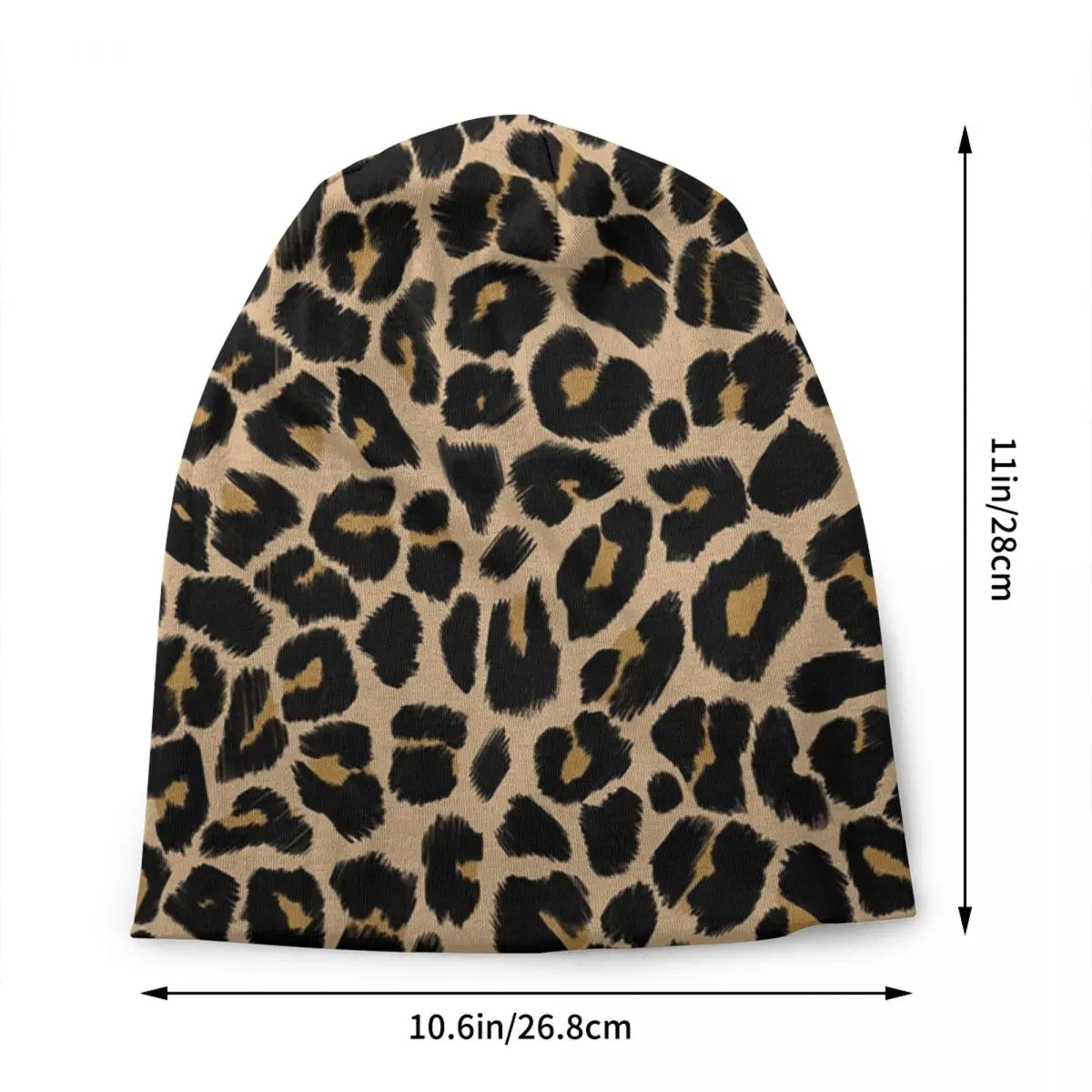 Leopard Skin Print Traditional Colours Skullies Beanies Caps Winter Warm Knitted Hat Unisex Adult Animal Texture Bonnet Hats