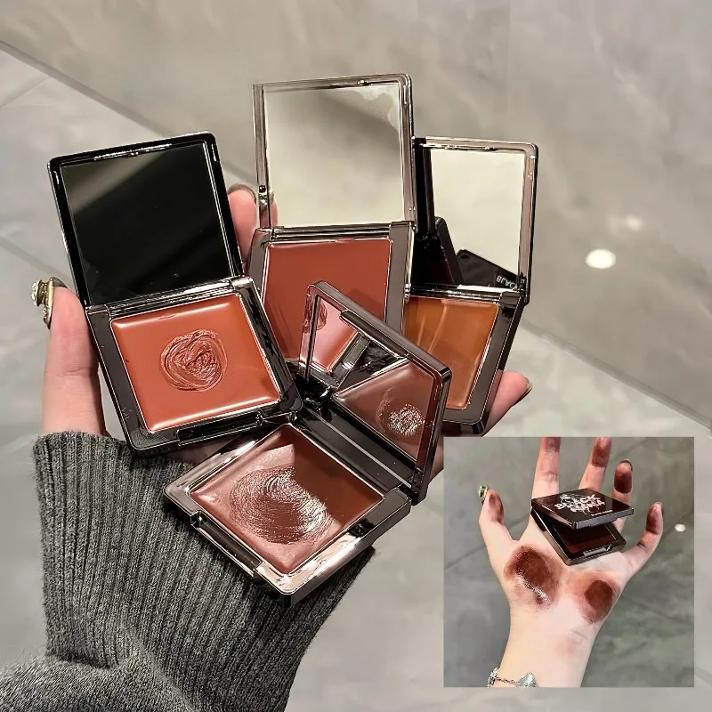 بني أحمر الشفاه الطين ترطيب المخملية ماتي موس هلام الصلبة الشفاه والخد ثنائي الاستخدام أحمر الخدود كريم لون الشفاه ماكياج مستحضرات التجميل الكورية #6