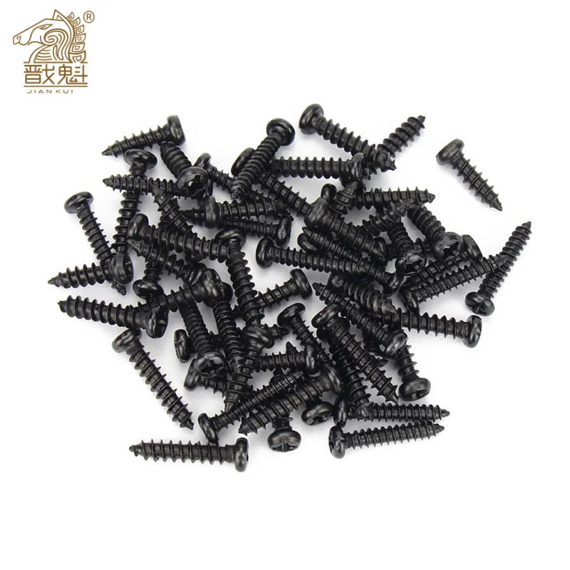 50/ 100/ 200/ 500pcS M1 M1.2 M1.4 M1.7 M2 M2.6 M3 M3.5 Black Steel Small Phillips Flat Cross Round Pan Head Self-tapping Screw