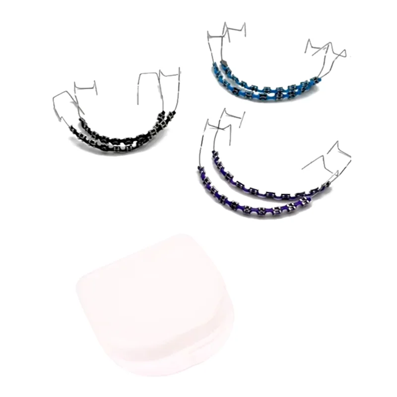

AB68 1 Pair Fake Braces Colorful Brackets For Teeth Temporary Metal Wires Bracket Orthodontic Ligature Ties