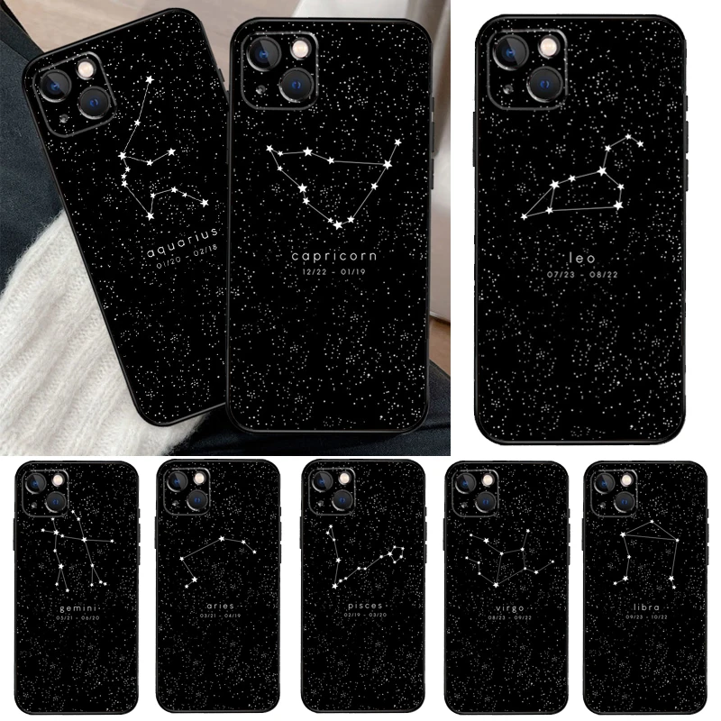 Zodiac Constellation Case For iPhone 12 11 13 14 15 16 Pro Max Mini Cover For iPhone XR X XS Max Plus Phone Case