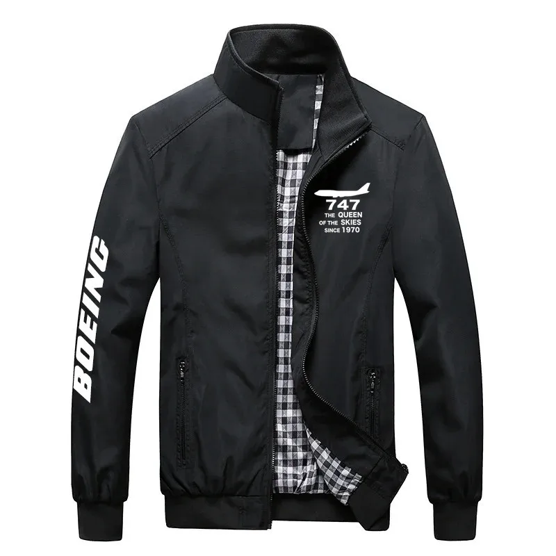 

Boeing 747-1970 Spring Autumn Aviation Pilots Plaid Lightweight Windbreakers Flight Men Jackets Coats