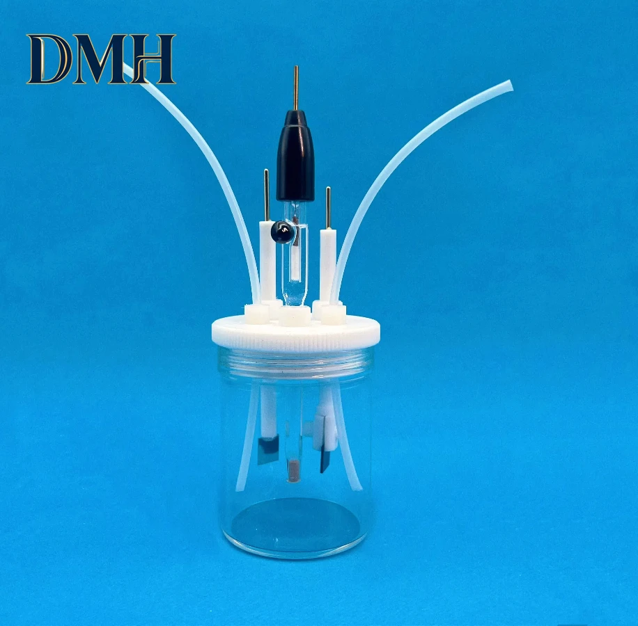 Electrolytic Cell. C001 Sealed Cell. Straight Five Port Sealed Electrolyzer. Three Electrode Electrochemical Cell.