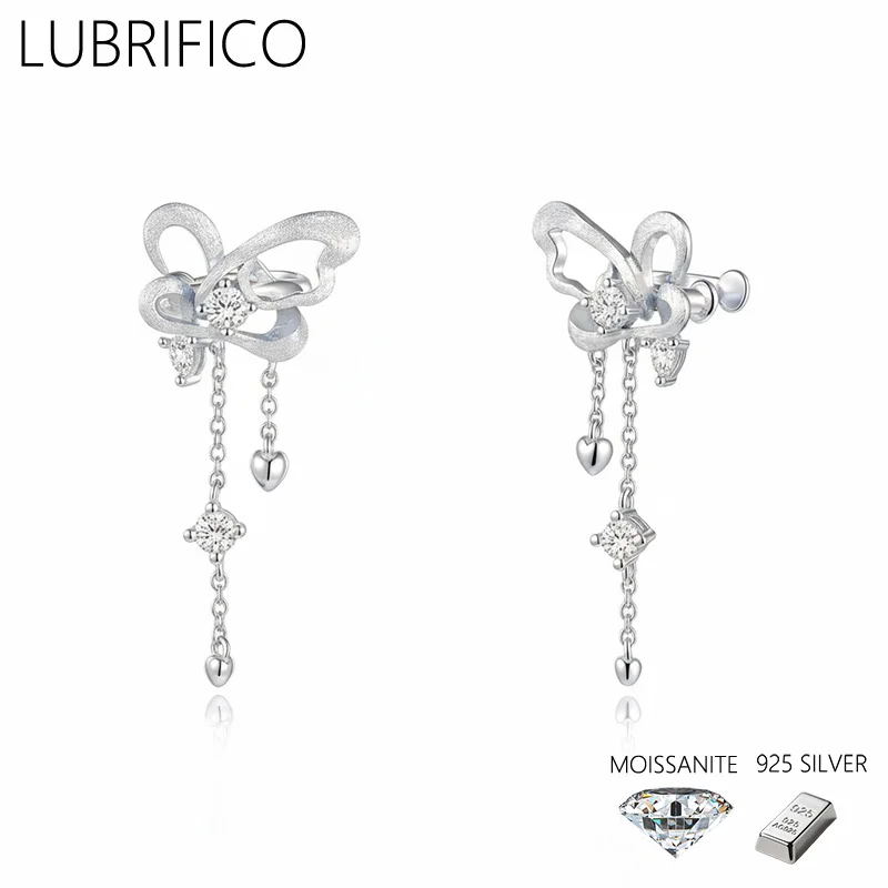 

2-3mm D Color Moissanite Earring 925 Sterling Silver Lab-Grown Diamonds Butterfly Shape Ear Clip For Women Fine Jewelry Wedding