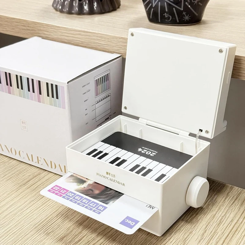 Kalender Piano-Piano dapat dimainkan, kalender meja Piano dapat dimainkan 2024, papan Memo 3D kalender waktu