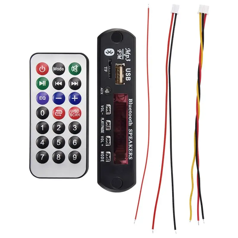 ABZZ-Bluetooth 5.0 MP3 Decoder Board DC 5V 12V Car FM Radio Module Support TF USB AUX For Car Phone
