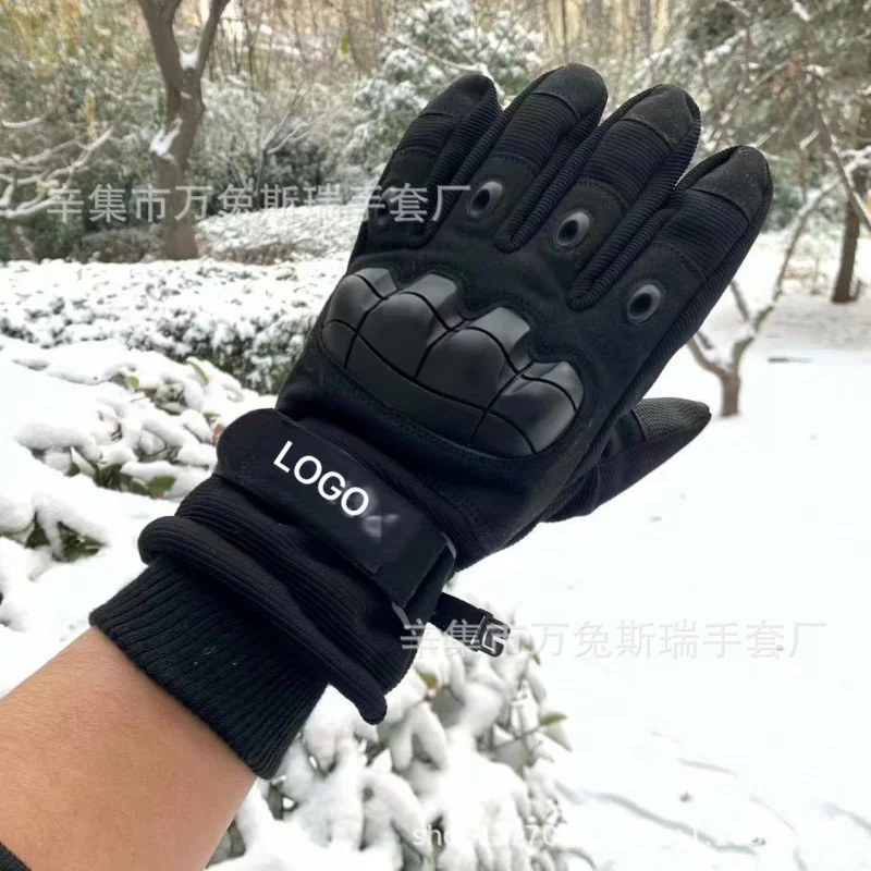 Guantes de dedo completo para montar en hierro para invierno, pantalla táctil a prueba de viento, forro polar para exteriores, combate táctico térmico, entrenamiento de combate Ridi