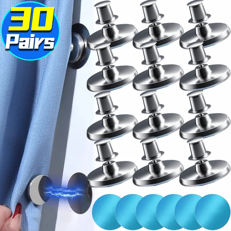 Metal Curtain Magnetic Closure Wall Mounted Magnetic Buckle Shower Curtain Magnet Clips Detachable Window Screen Fixed Fastener