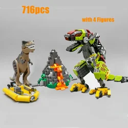 716pcs Rex Tyrannosaurus Vs. Mecha Dinosaur Building Blocks Dinosaur Model 75938 Bricks Toy for Kids Gift