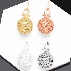 OCESRIO Chime Music Angel Ball Caller Locket Necklace Pendant Copper Gold Plated Essential Oil Jewelry Making Supplies pdtb171