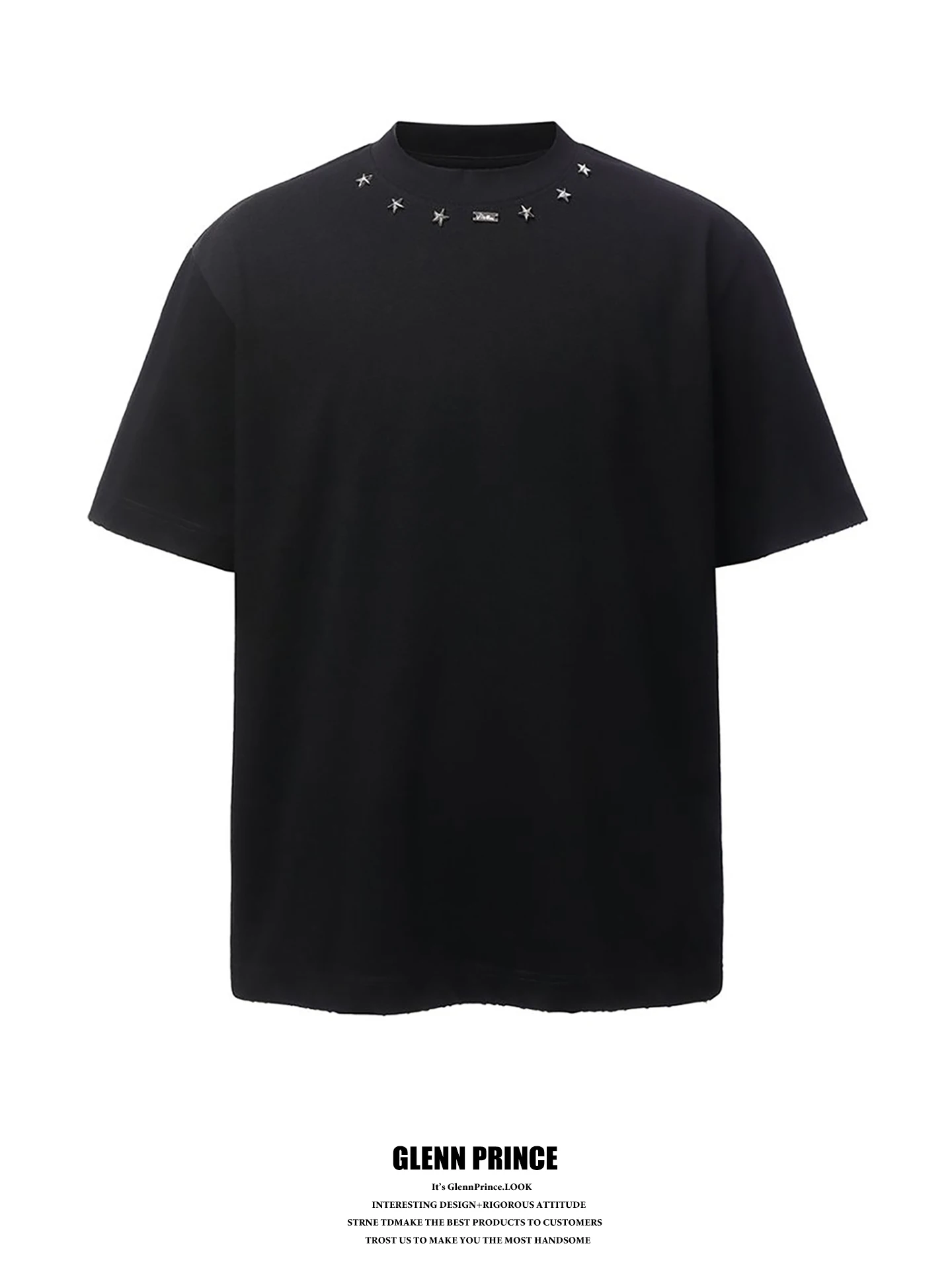 

Cleanfit Metal Decorated round Neck Short Sleeve T-Shirt Heavyweight American Style Fashion Brand Unisex Breathable Summer Top