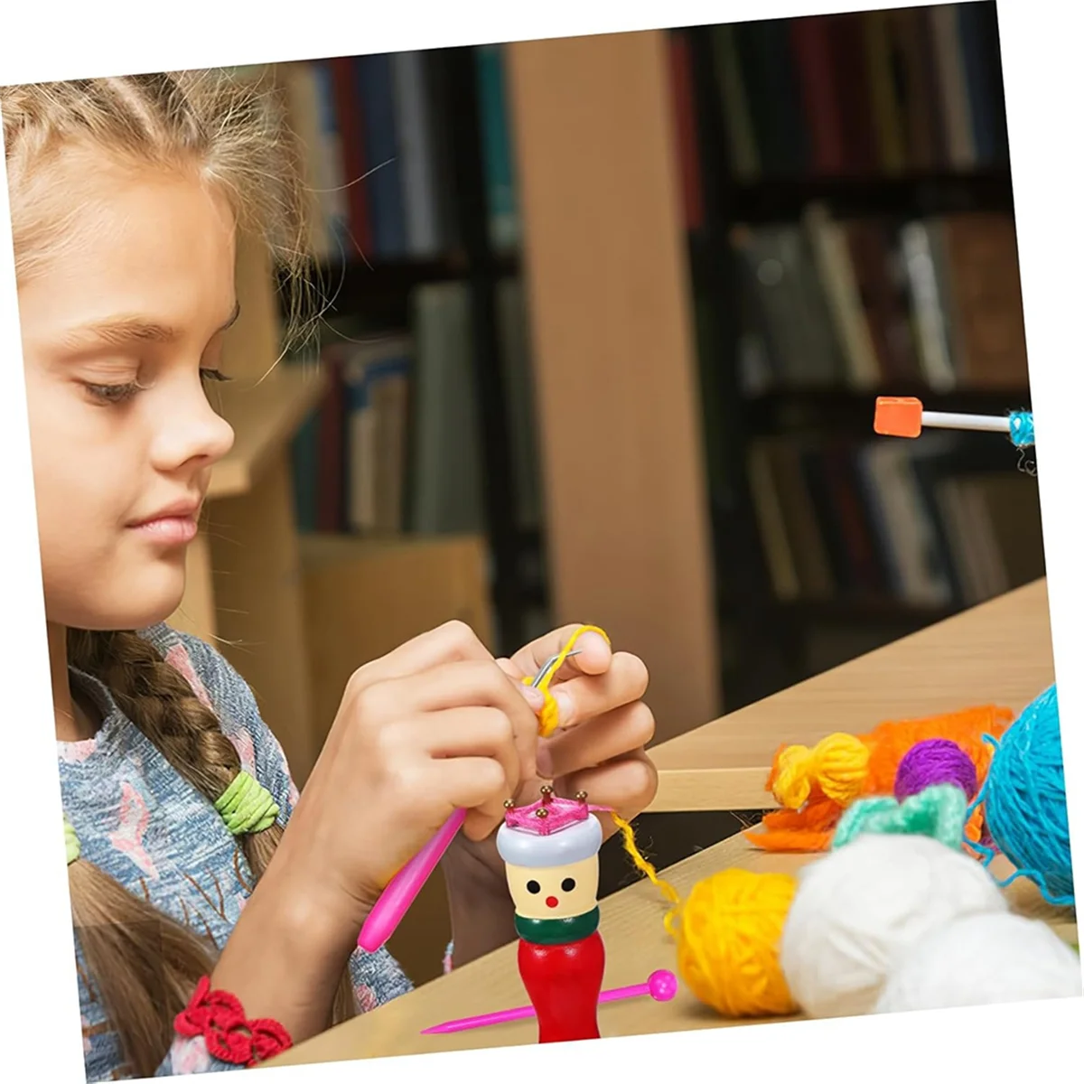 ABXK Doll Weaving Kit 4 Pcs Knitting Dolls Wooden Tools DIY Weaving Toy for Random