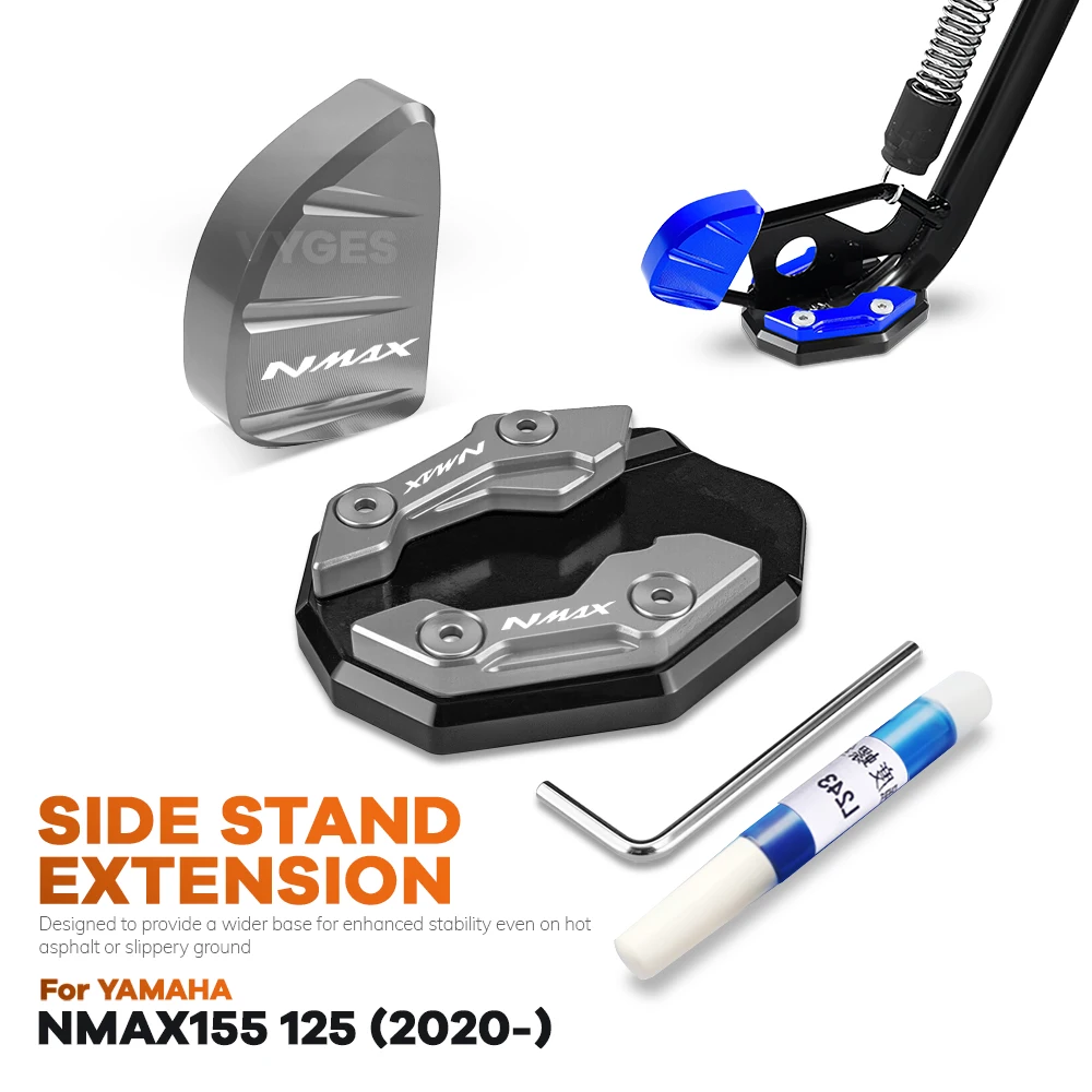 For YAMAHA NMAX155 NMAX125 NMAX 155 125 2020- Motorcycle Side Stand Base Extension Oversized Kickstand Base Extension