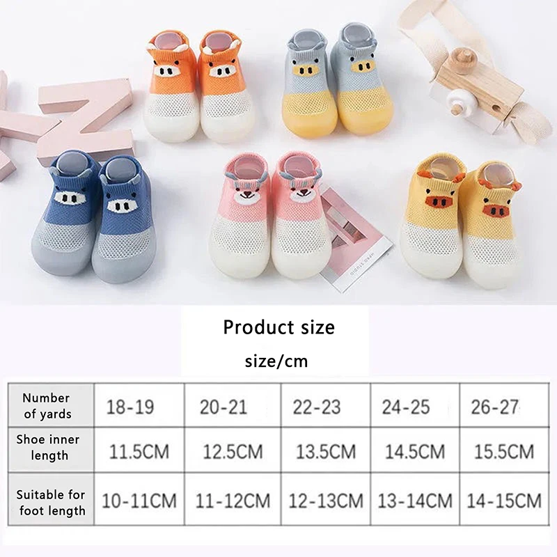 Suefunskry Baby Sock Shoes Toddler Cartoon Soft Rubber Sole Non Slip Indoor Floor Slipper for Infant First Walking Trainers Shoe