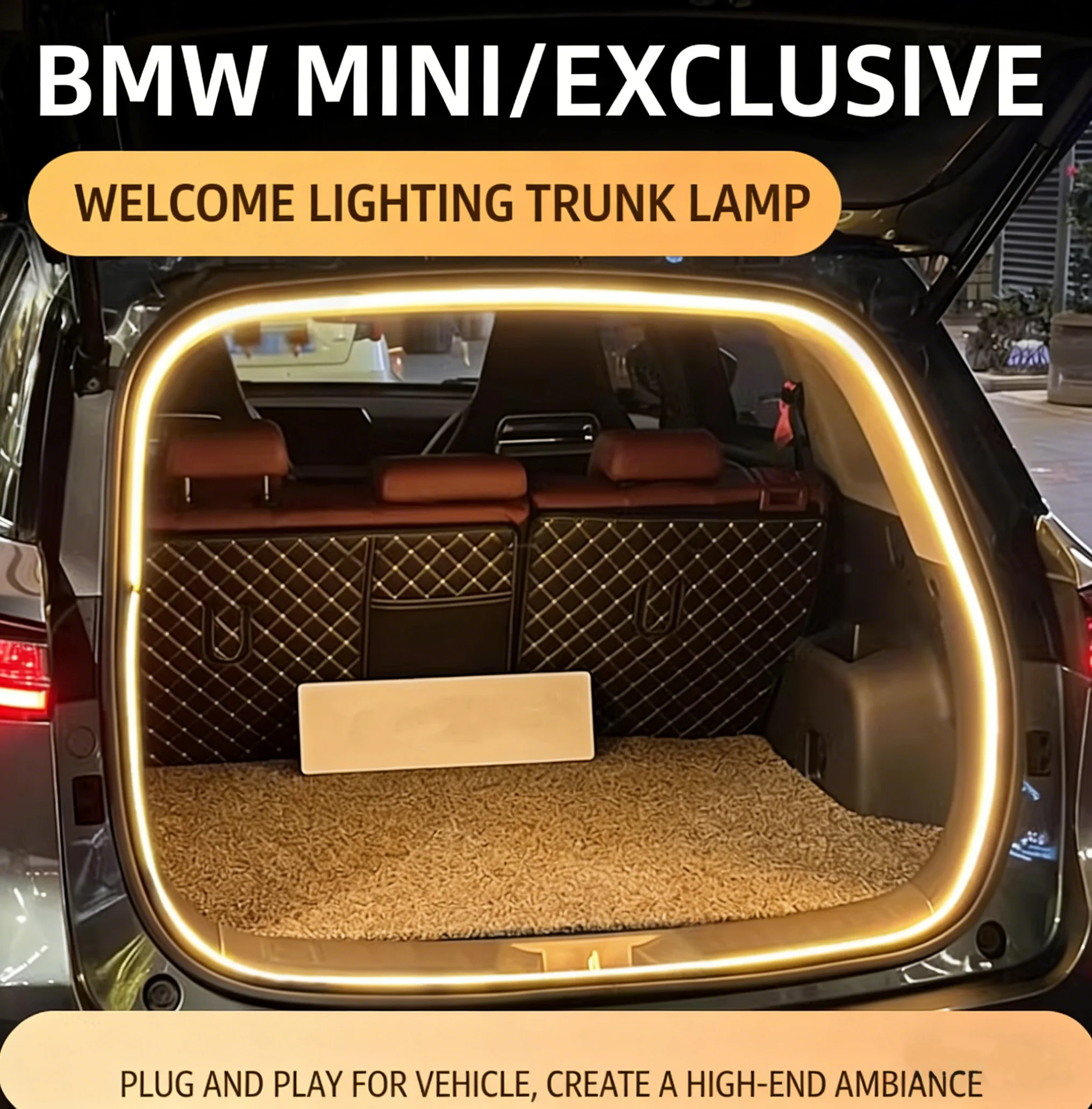 

For All SUV Models Premium LED Flowing Trunk Light Strip White Warm Light Rear Tail Box Modified Interior Decoration Lamp