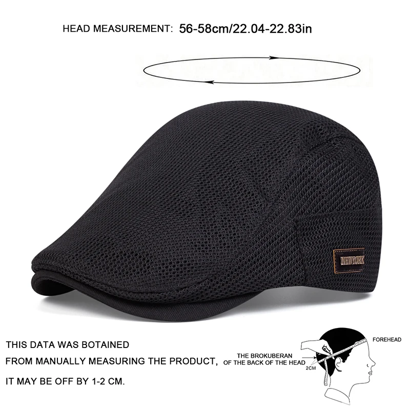 Mannen New York Label Mesh Ademend Newsboy Caps Britse Schilders Hoeden Lente En Zomer Platte Pet Hiphop Baretten