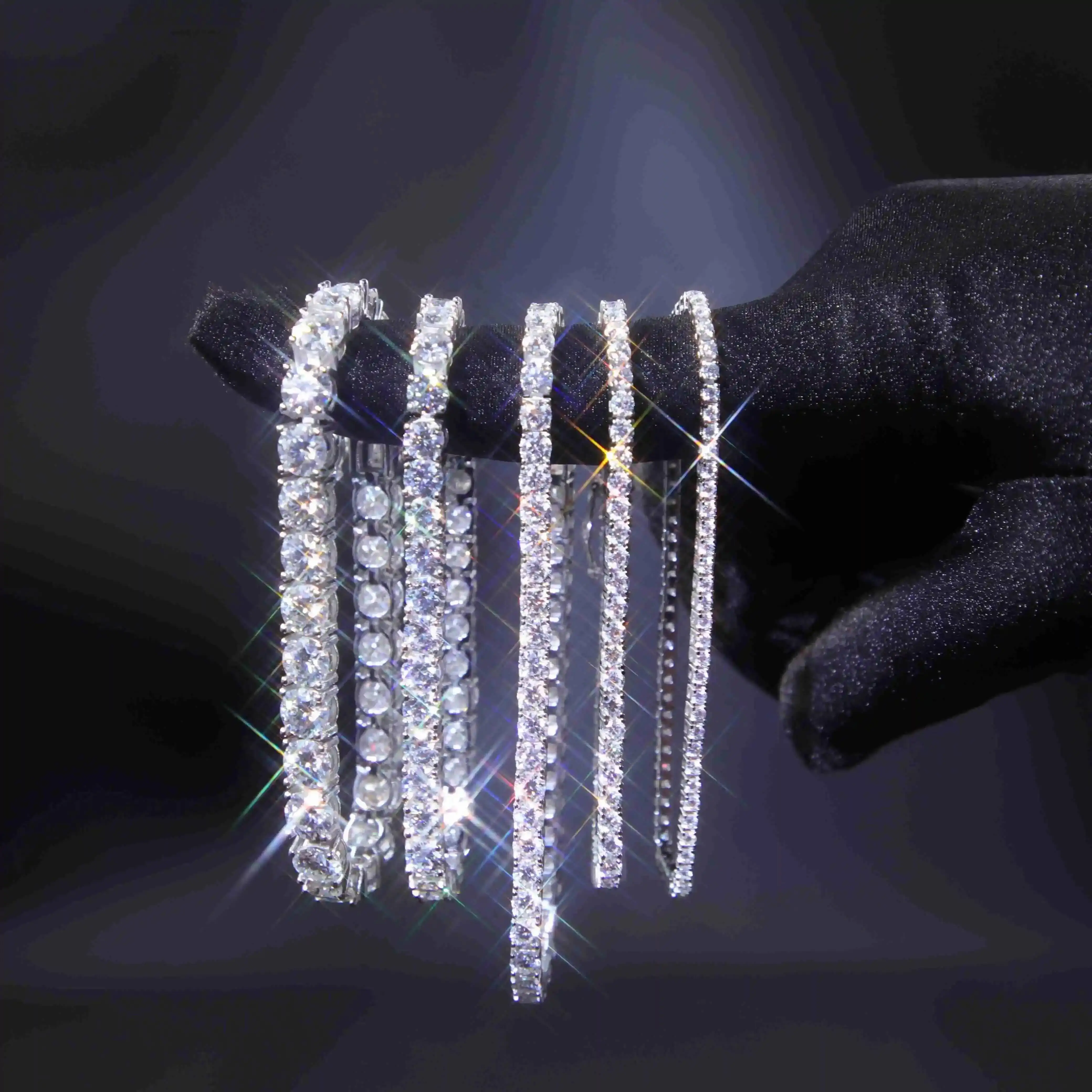 

2mm-6.5mm Moissanite Tennis Diamond Chain 925 Silver Gold Plated Fine Jewelry Bracelet VVS Moissanite Tennis Chain for Men Women