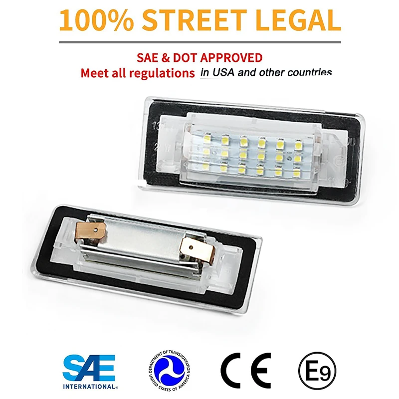 2Pcs Canbus LED Number License Plate Light Lamps For Audi TT MK1 8N Roadster Cabrio 8N9 Coupe 8N3 1998-2006 White OEM#8N0943021A