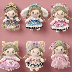 Süße Spielzeuge Kleidung für 20cm Baumwolle Plüsch Lolita Dress Up Kleidung Rock schöne Freizeit anzug Socken mit Kopf bedeckung Mädchen Brithday Geschenk