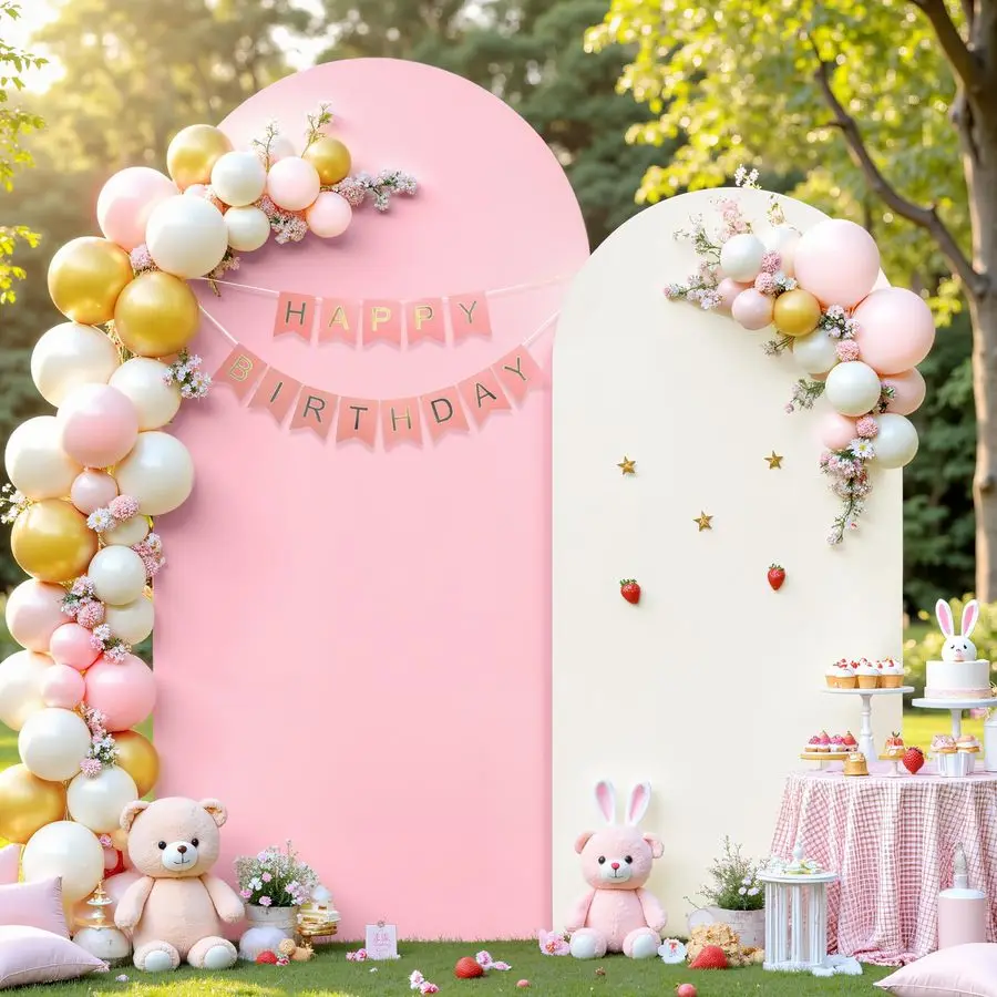 

and Pink Arch Backdrop Cover 7.2FT 6FT Wedding Arch Covers Set of 2 Spandex Fitted Fabric Backdrops DoubleColor Arches Covers St