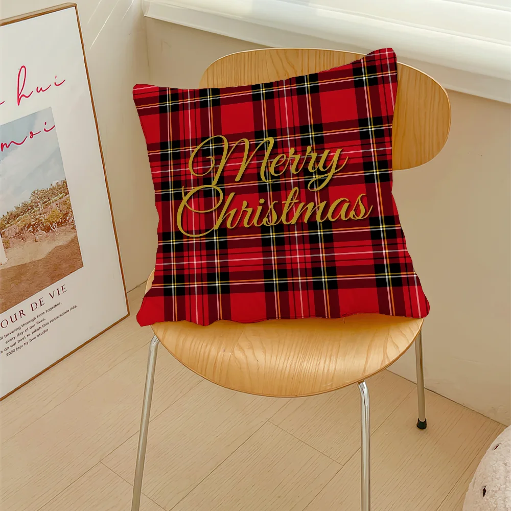 Christmas Red Grid Checkered cushion cover Pillow Cover Decoration Room Home Sofa living Office Car Nordic Simplicity