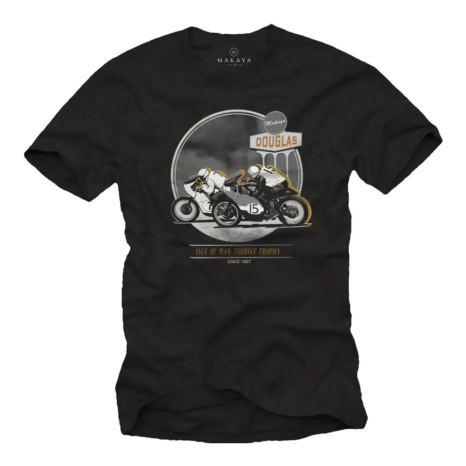 Vintage Motorrad Herren T Shirt mit Tourist Trophy Biker Männer Cafe Racer vintage Washed homme Casual streetwear graphic
