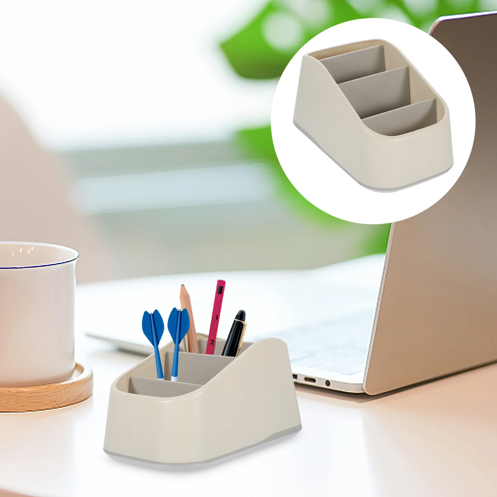 

Remote Control Storage Box Multi-Grid Desktop Organizer For Home Office Stand Pp Anti-Slip Sundries Container