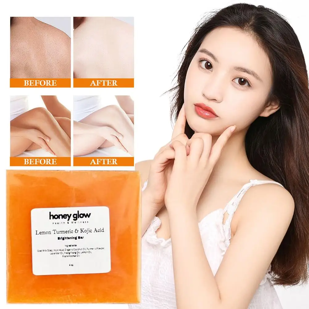 Natural Honey Organic Kojic Acid Turmeric Soap Deeply Body Exfoliating Even Rejuvenating Face Cleansing Body Skin Soap Glow Y3N5