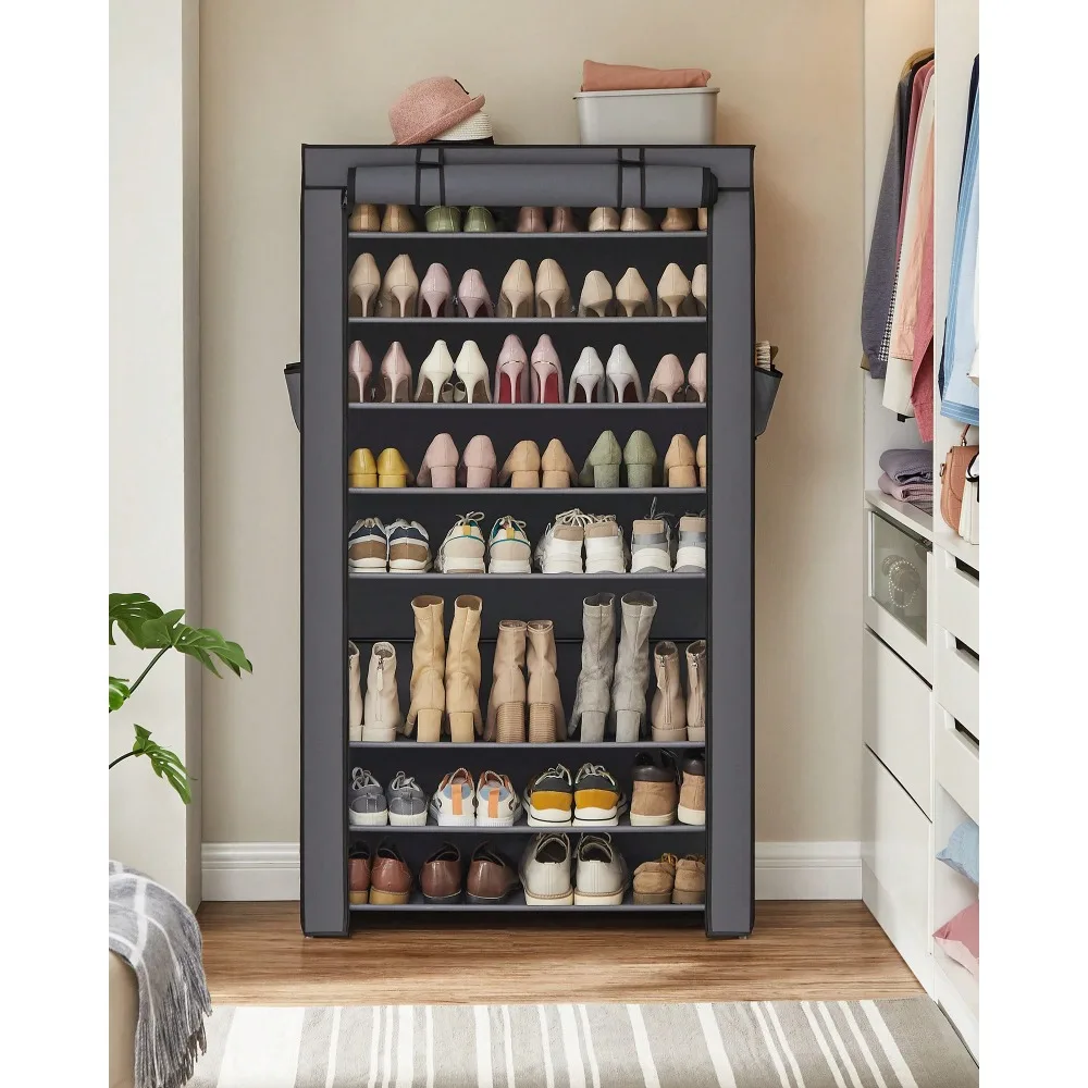 

Подставка для обуви, 9-ярусный органайзер для обуви с чехлом из нетканого материала, полка для хранения обуви на 40-50 пар, для прихожей, Sui