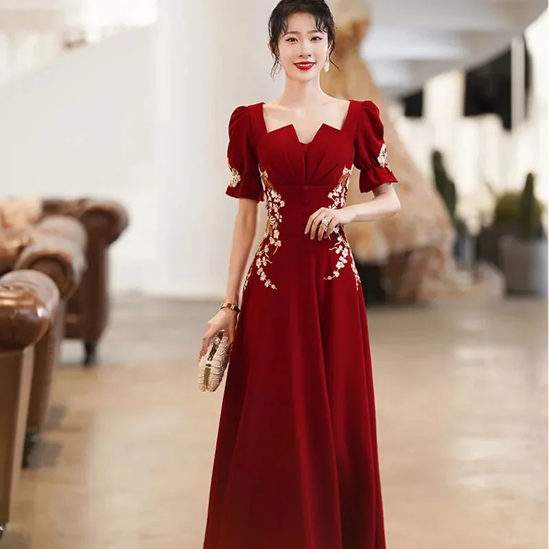 Bride 2023 New Wedding Dresses Toast Dresses: Can Wear Engagement Wedding Dresses Normally, Red Small Slim When Returning Autumn