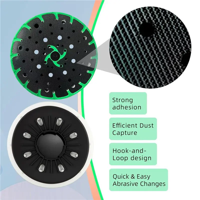 DT16 Soft and Hard Sanding Pad for Festool RO 150 FEQ 6 Inch, 6 Pack, 17 Hole Dust Extraction, PU+Nylon, StickFix, for Flat