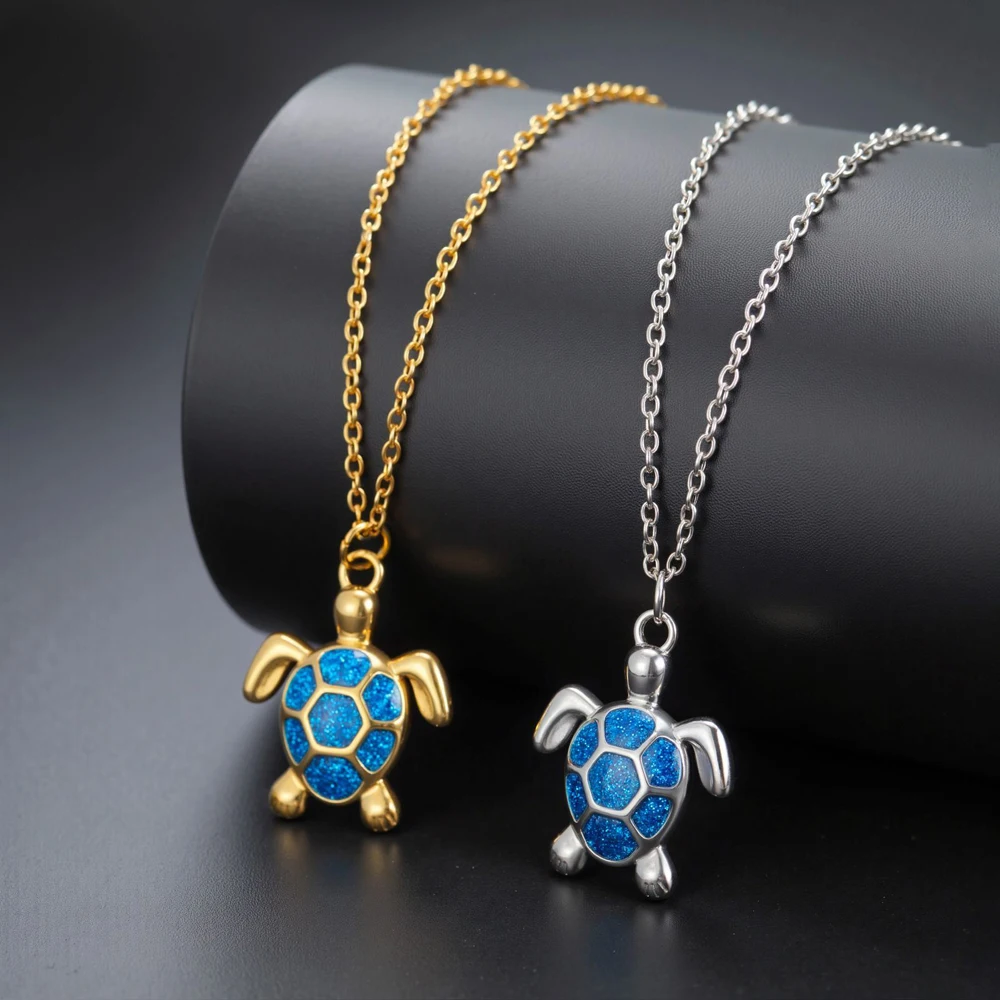 A Girl 1Pcs Cute Ocean Series Sea Turtle Pendant Necklace for Women Symbolized Longevity Jewelry Accessories